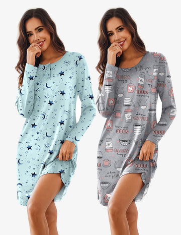 ekouaer-nightgowns-sleepshirt-2er-pack-langarm image 3