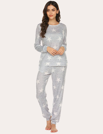 ekouaer-super-soft-print-schlafanzug-pyjama-sterne-langarm image 4
