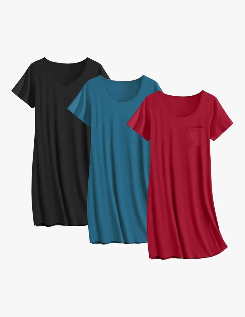 ekouaer-nightgowns-baumwoll-nachthemd-3er-pack-mix-s image 1