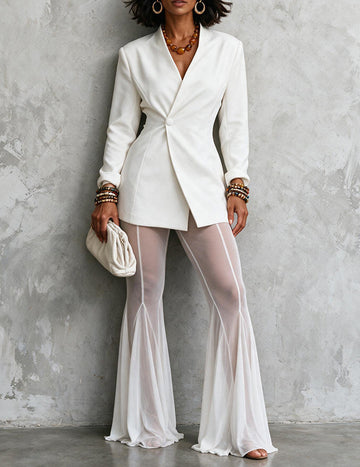 ekouaer-mesh-zweiteiler-blazer-hose-anzug-schwarz image 3
