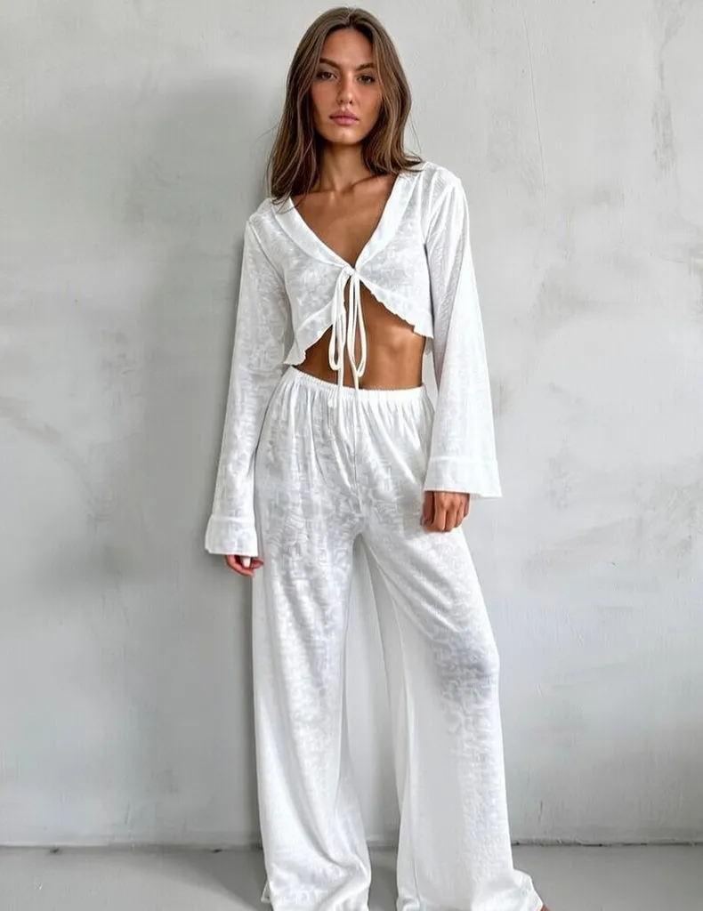 ekouaer-pajama-sets-strick-lounge-set-langarm-wei image 1