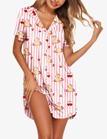 ekouaer-nightgowns-satin-sleepshirt-hemdkragen-teddy-lang image 7