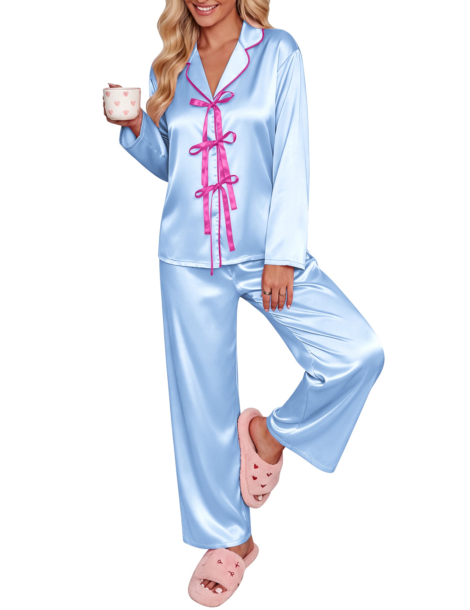 ekouaer-pajama-sets-satin-pyjama-leopard-langarm-2-teilig image 4