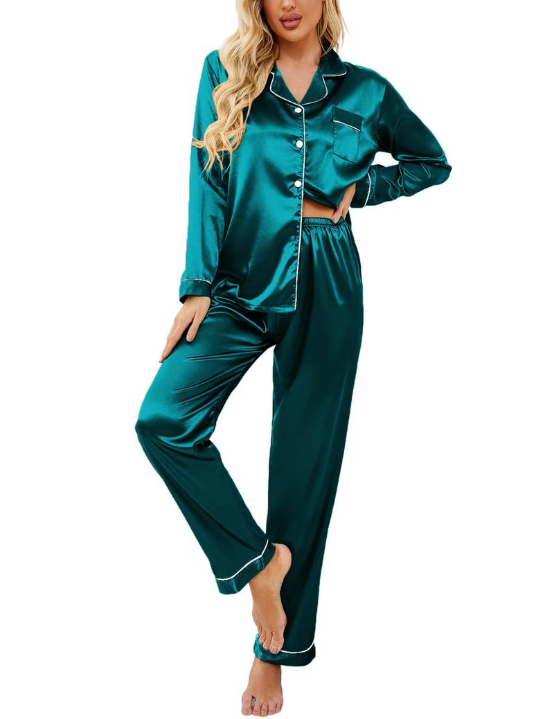 ekouaer-pajama-sets-satin-long-sleeve-schlafanzug-gr-n-mit-taschen image 4