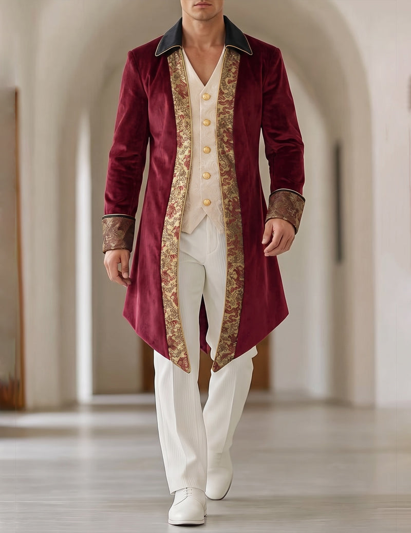 ekouaer-men-frack-jacke-gehrock-gold-schwarz-elegant image 1