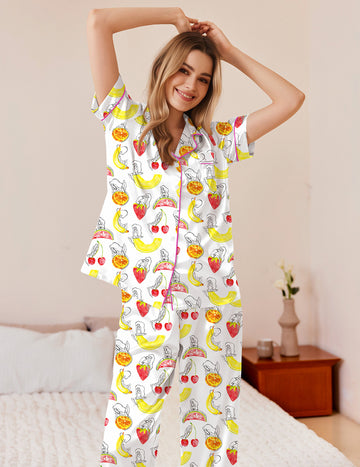 ekouaer-pajama-sets-silky-satin-button-down-schlafanzug-kurzarm-satin image 7