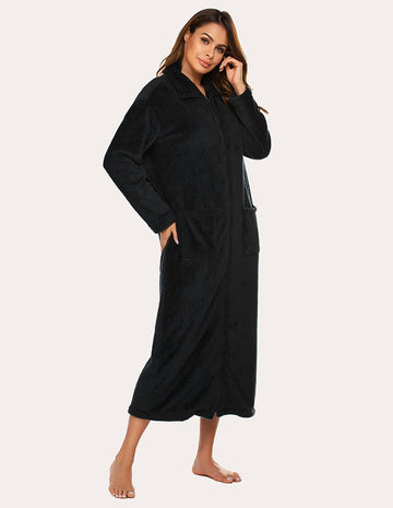 ekouaer-fleece-morgenmantel-lang-warm-flauschig image 3