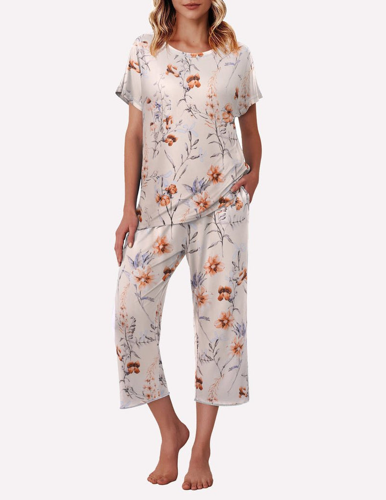 ekouaer-pajama-sets-capri-pyjama-bedruckt-mit-taschen image 1