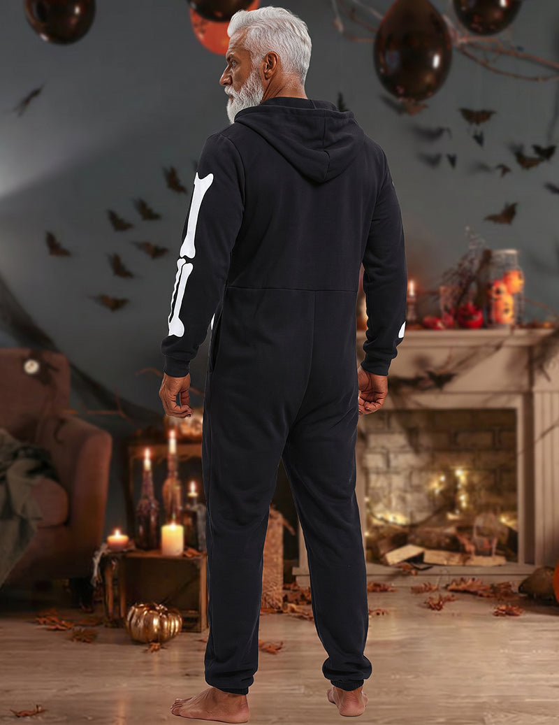 ekouaer-men-skeleton-onesie-herren-schwarz-mit-kapuze image 2