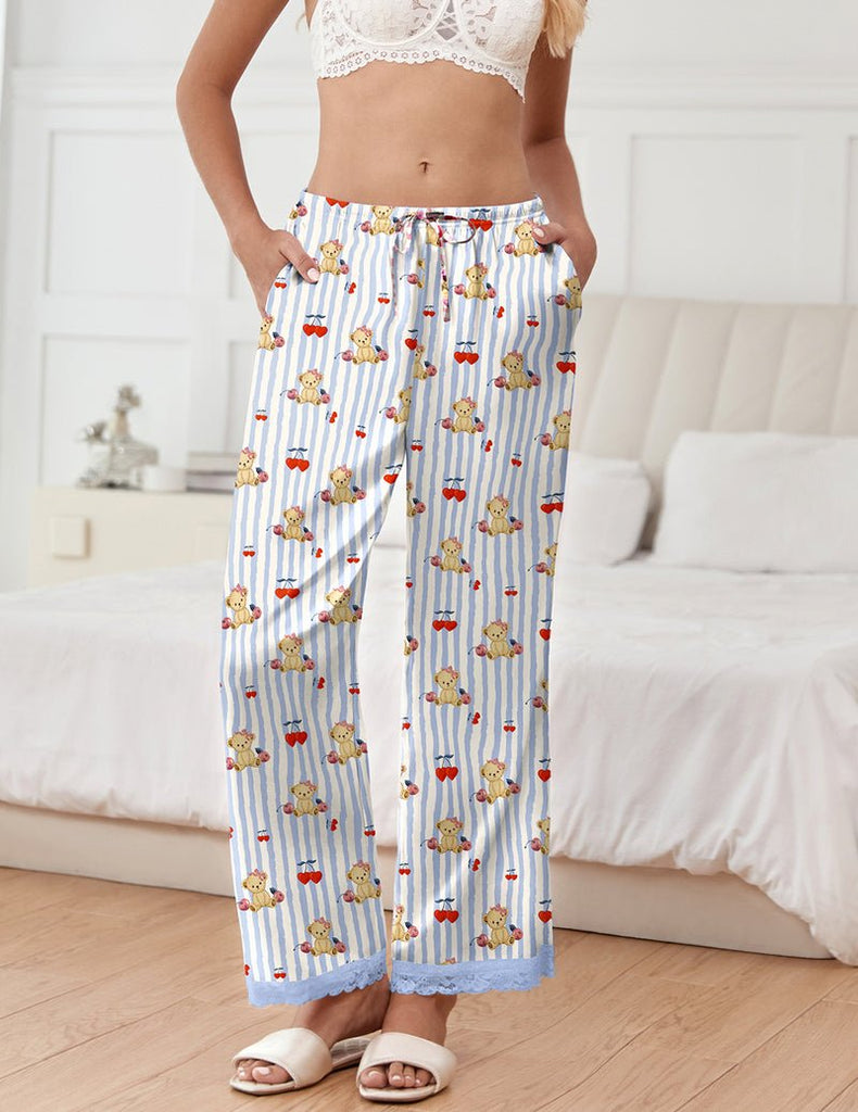 ekouaer-pajama-teddy-satinhose-weit-spitze-mit-taschen image 1