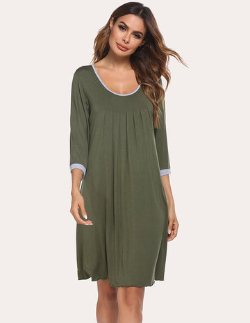 ekouaer-nightgowns-3-4-sleeve-pleated-nachthemd-plissiert image 5