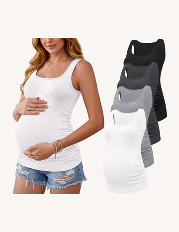 ekouaer-maternity-4er-pack-umstandstops-gerippt-eckig image 7