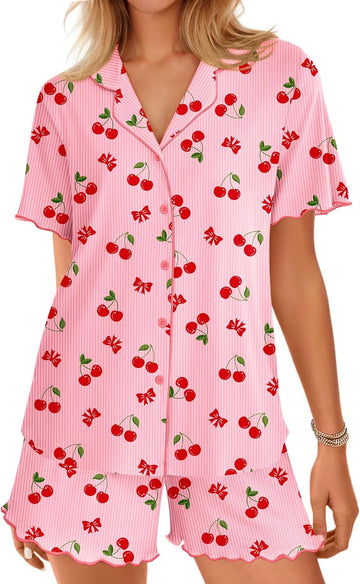 ekouaer-teddy-pyjama-set-kurz-rippstrick-knopfleiste image 7