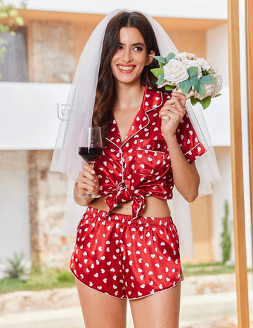 ekouaer-pajama-sets-satin-pyjama-shorts-2-teilig-still image 5