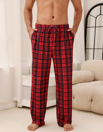 ekouaer-men-pyjamahose-karo-lang-mit-taschen image 3