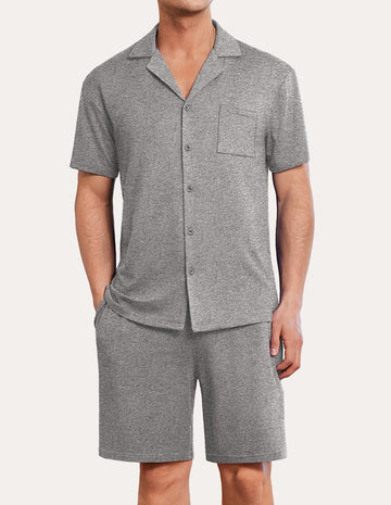 ekouaer-pajama-sets-basic-schlafanzug-herren-kurz-mit-taschen image 3
