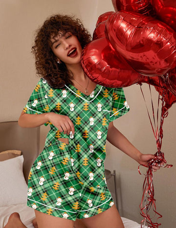 ekouaer-pajama-satin-pj-set-pyjama-kurz-v-ausschnitt image 7