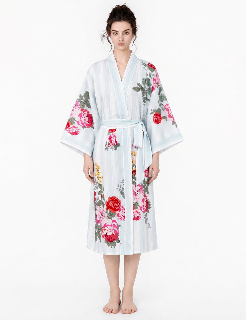 ekouaer-robes-kimono-morgenmantel-purple-floral-lyocell image 2