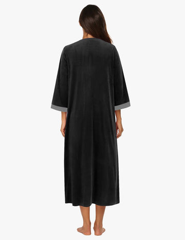 ekouaer-robes-velours-bademantel-reissverschluss-3-4-arm image 7