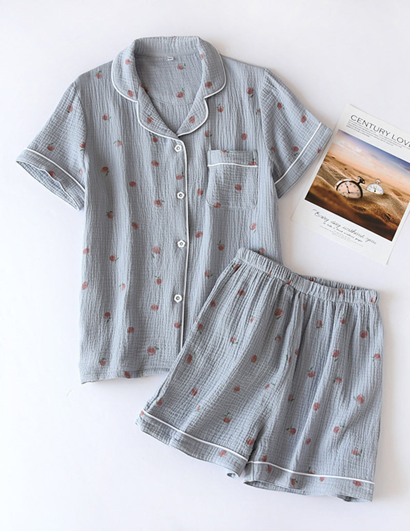 ekouaer-pajama-sets-cotton-gauze-schlafanzug-pink-shorts image 4