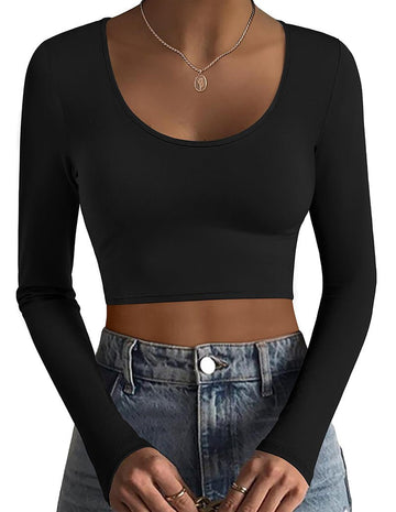ekouaer-thermals-crop-top-langarm-scoop-neck image 5