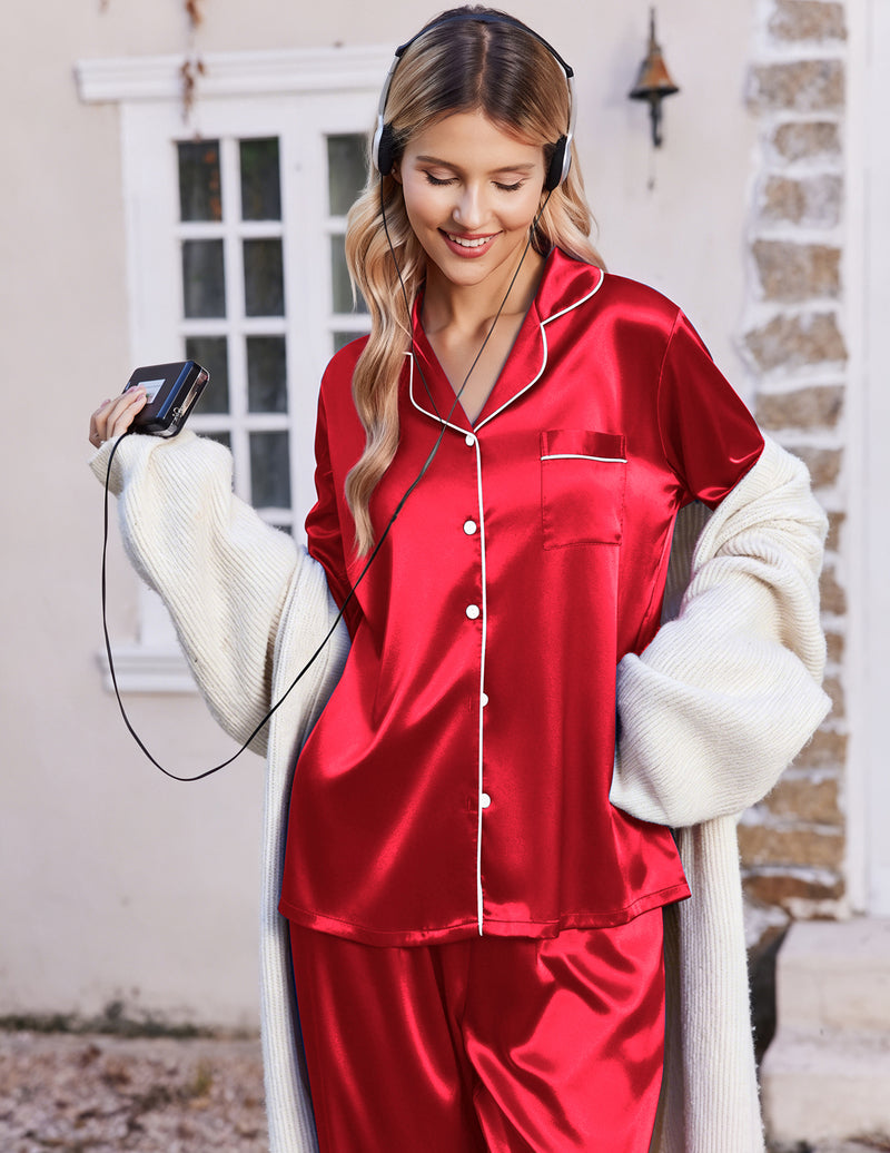 ekouaer-pajama-sets-satin-pyjama-champagner-paspel-2-tlg image 3