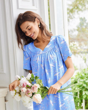 ekouaer-nightgowns-baumwoll-nachthemd-mit-taschen-stickerei image 5