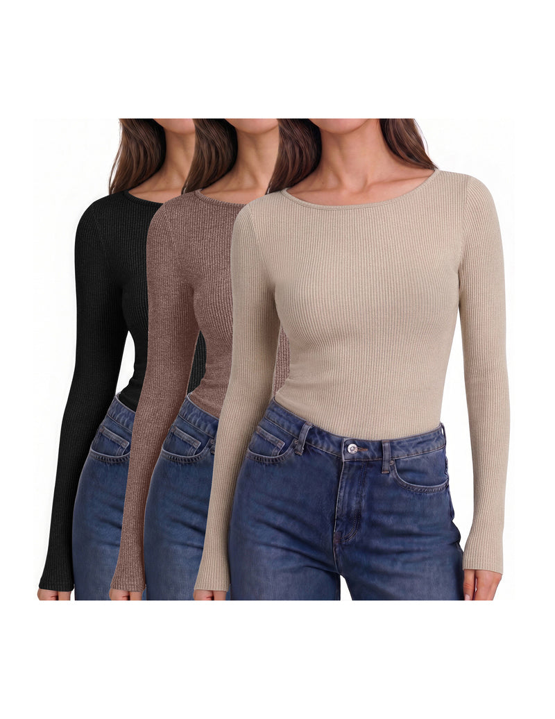 ekouaer-thermals-rippshirt-langarm-3er-pack-braun-schwarz image 7