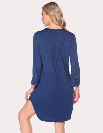 ekouaer-nightgowns-streifen-nachthemd-3-4-arm-mit-kn-pfen image 5