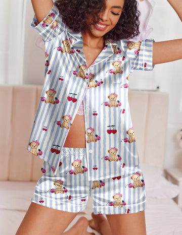 ekouaer-pajama-sets-teddy-luxe-satin-pyjama-knopfleiste image 4