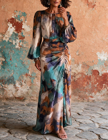 ekouaer-nightgowns-nachthemd-langarm-maxi-abstrakt-bunt image 5