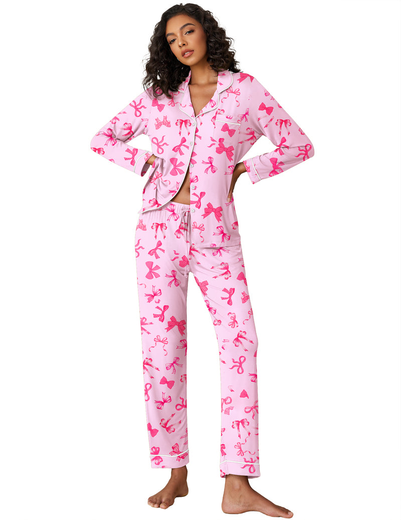 ekouaer-soft-rayon-notch-collar-pyjama-langarm-2-teilig-knopf image 7