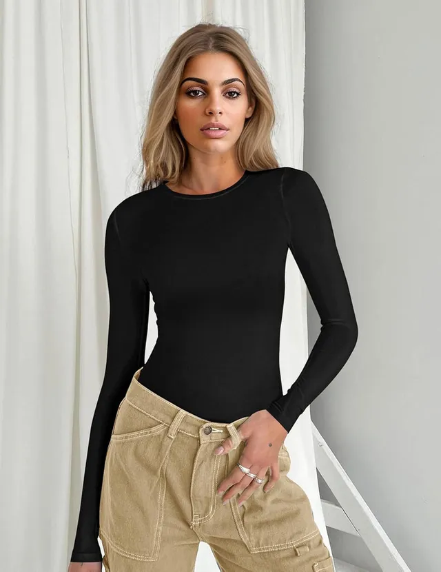 ekouaer-long-sleeve-shirt-tight-fitted-langarmshirt-uni image 1