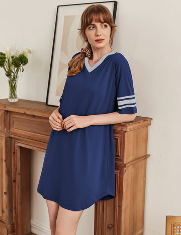 ekouaer-nightgowns-contrast-color-nachthemd-kurz-mit-tasche image 2