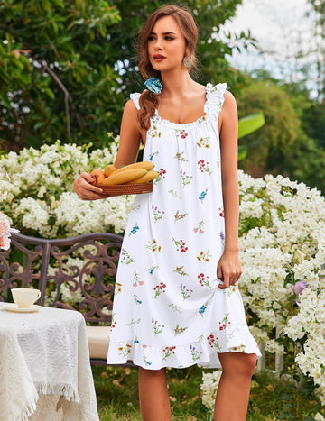 ekouaer-nightgowns-ruffle-nachthemd-rmellos-taschen-blumen image 3
