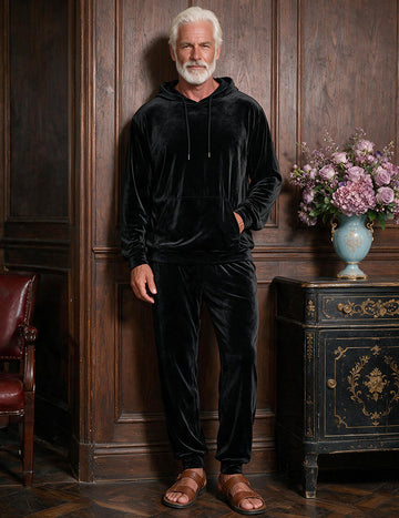 ekouaer-men-samt-hausanzug-herren-hoodie-jogger-2-teilig image 3
