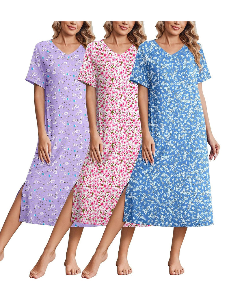 ekouaer-nightgowns-nachthemd-3er-pack-langarm-v-ausschnitt image 8