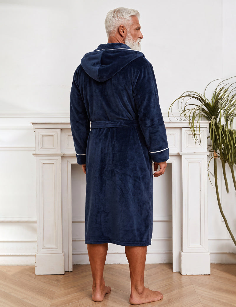 ekouaer-men-velours-bademantel-herren-kapuze-g-rtel-paspel image 6