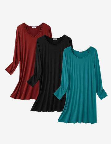 ekouaer-nightgowns-nachthemd-langarm-3er-pack-mix image 3