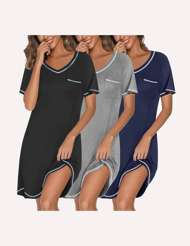 ekouaer-nightgowns-nachthemd-3er-pack-kurz-v-ausschnitt image 1