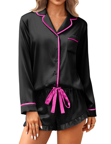 ekouaer-pajama-sets-satin-schlafanzug-langarm-2-teilig image 7