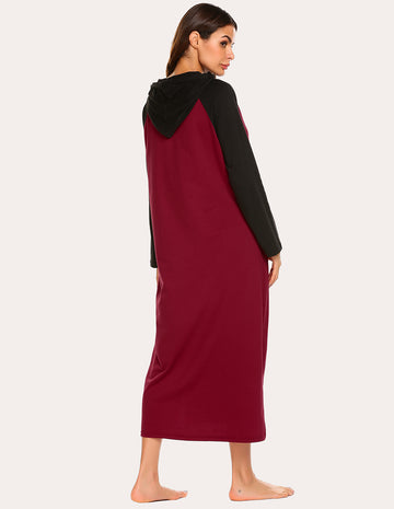 ekouaer-nightgowns-kapuzen-nachthemd-lang-baumwolle image 3
