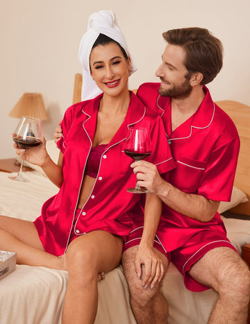 ekouaer-pajama-sets-satin-pyjama-shorts-set-kurzarm-sommer image 3