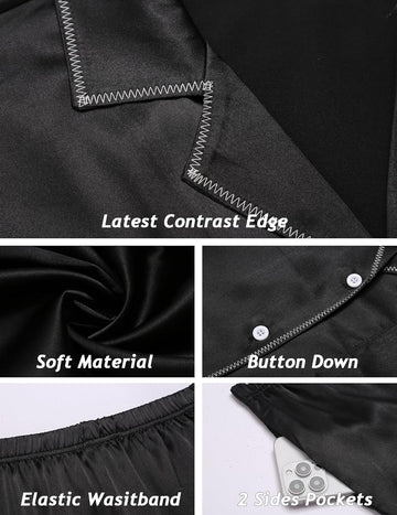ekouaer-satin-pajama-set-schlafanzug-lang-seidig-mit-hose image 7