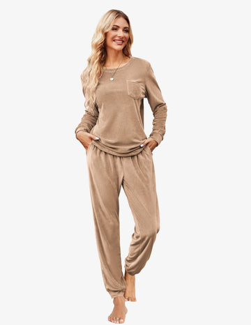 ekouaer-pajama-sets-velours-jogginganzug-langarm image 3