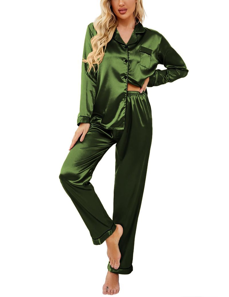 ekouaer-pajama-sets-satin-long-sleeve-schlafanzug-gr-n-mit-taschen image 3