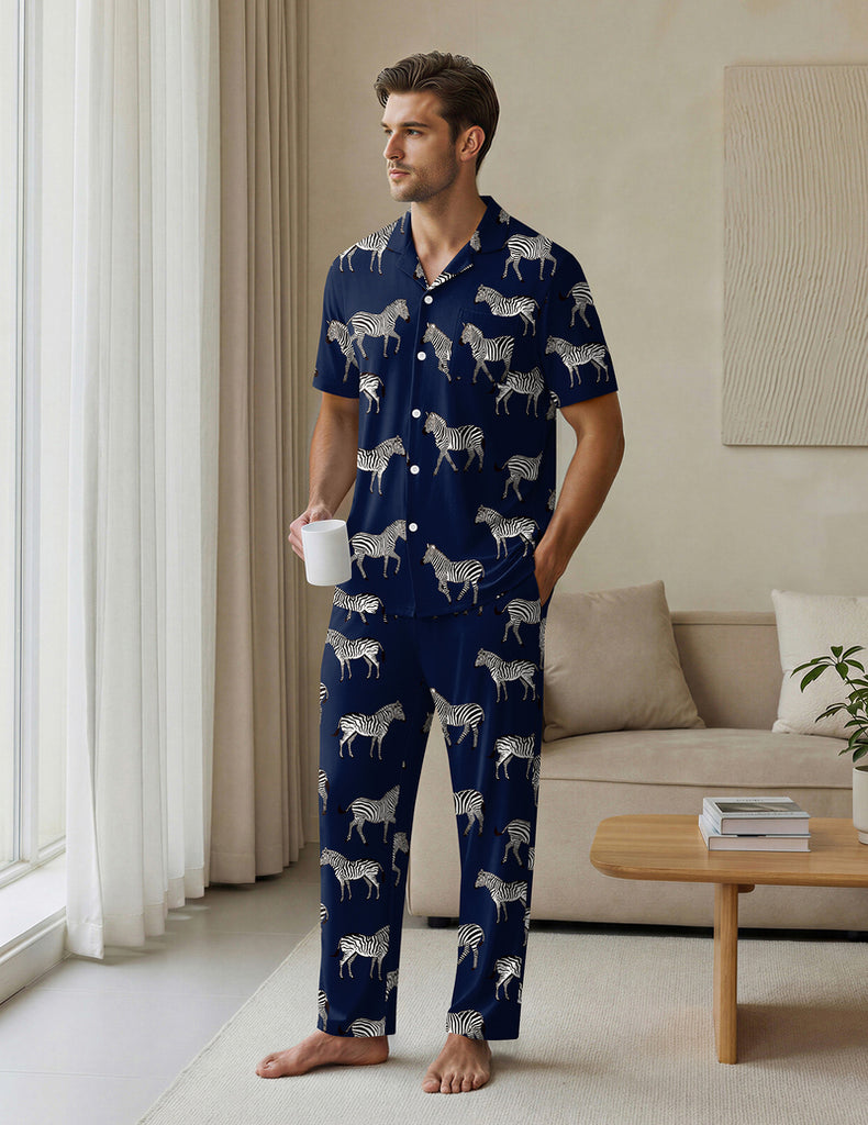 ekouaer-pajama-sets-classic-button-down-pyjama-herren-lang image 1