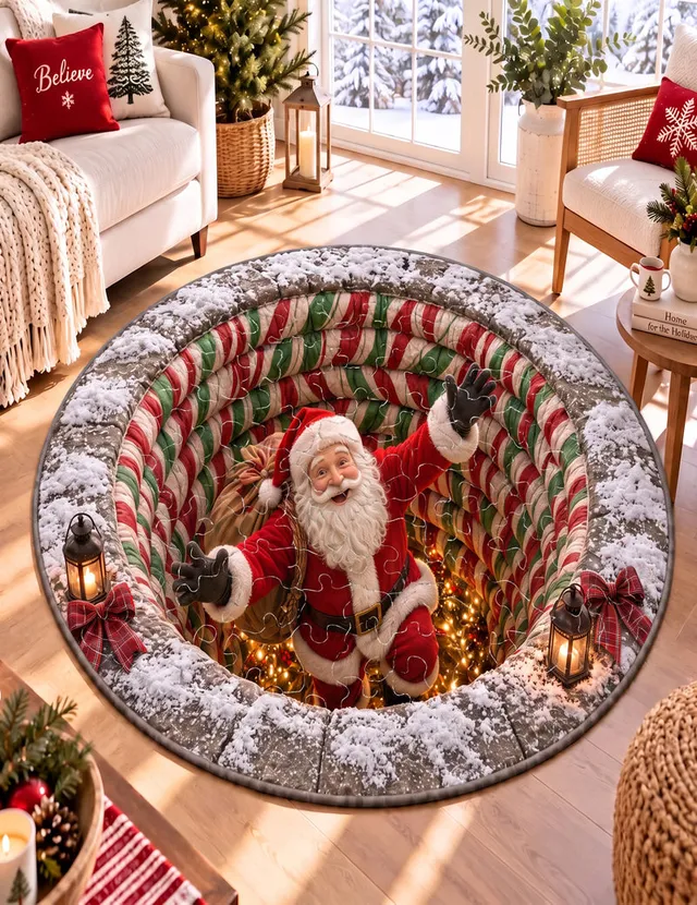 ekouaer-christmas-3d-t-rmatte-santa-village-40-inch-rund image 1