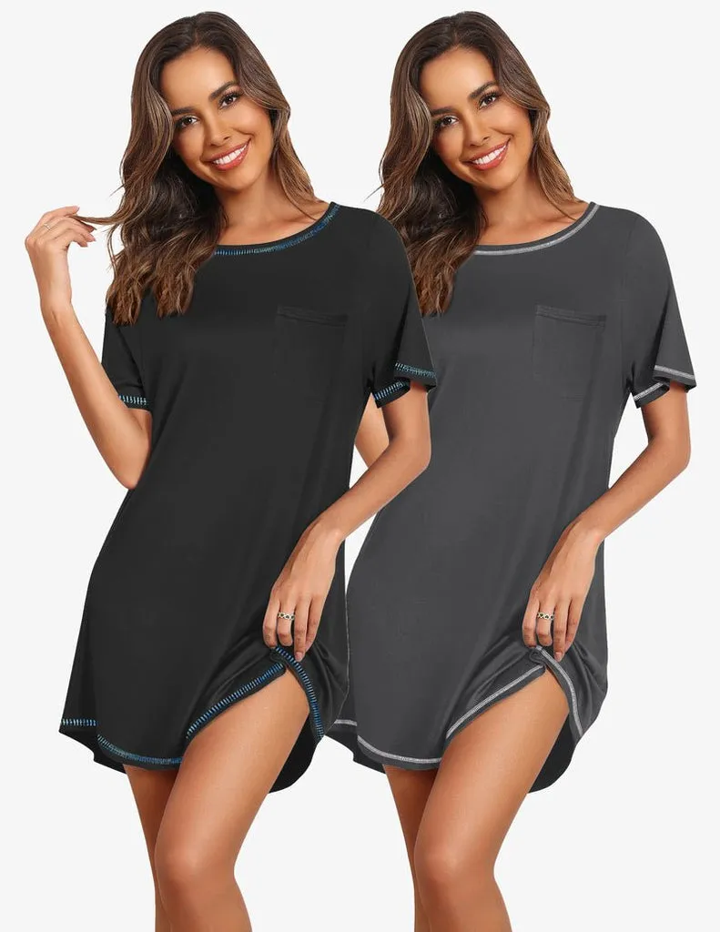 ekouaer-nightgowns-2er-pack-nachthemd-kurzarm-sleepshirt image 1