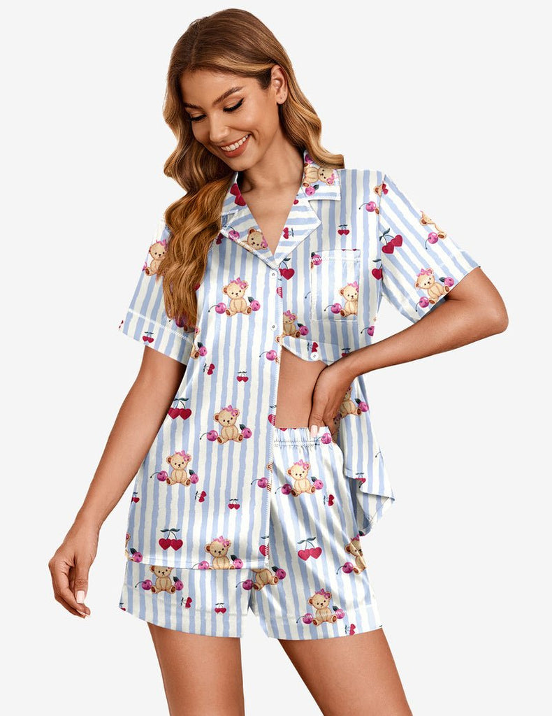 ekouaer-pajama-sets-teddy-luxe-satin-pyjama-knopfleiste image 1